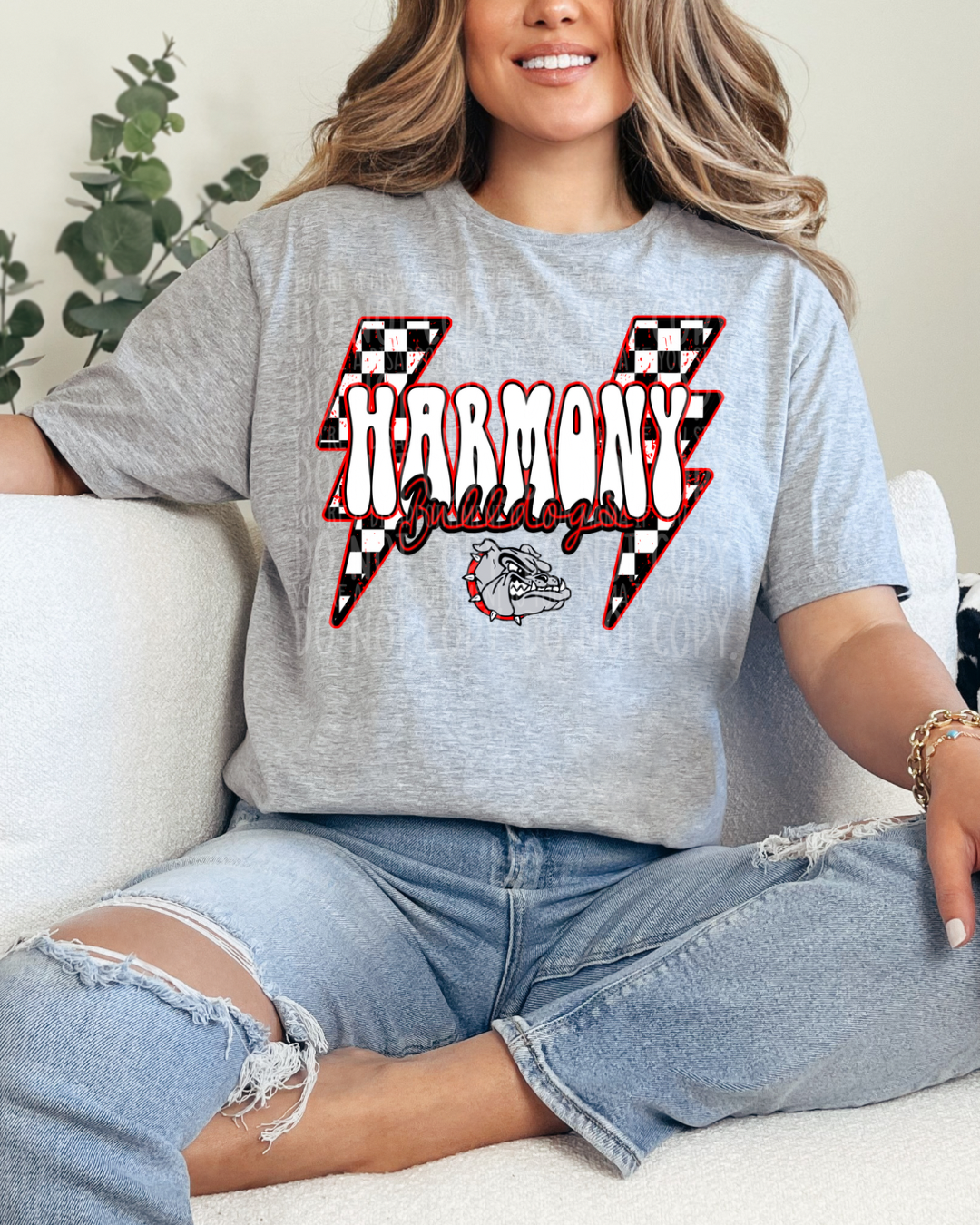 Harmony Bulldogs checkered lighting bolts