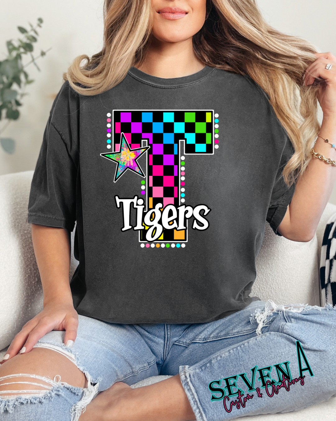 Mascot neon checkered