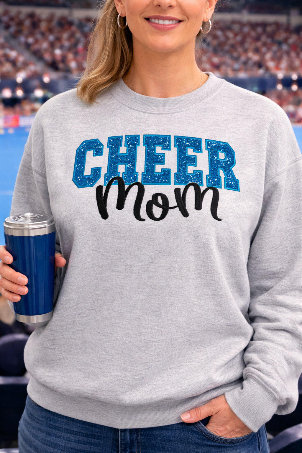 Cheer MOM glitter appliqué