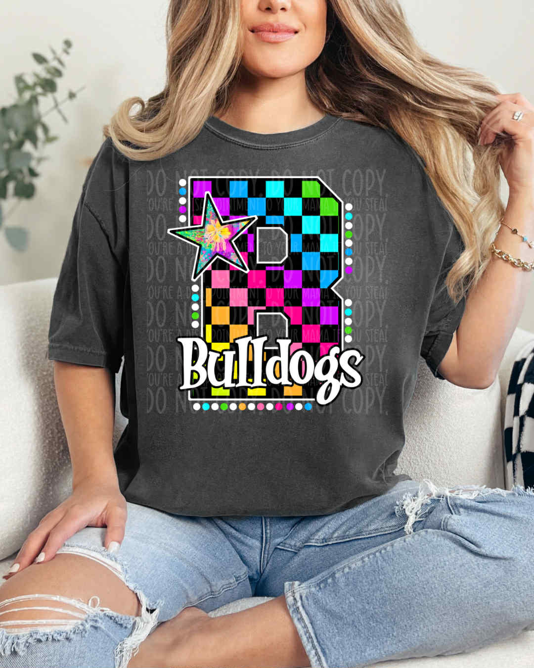 Bulldogs Rainbow Checkered DTF Print