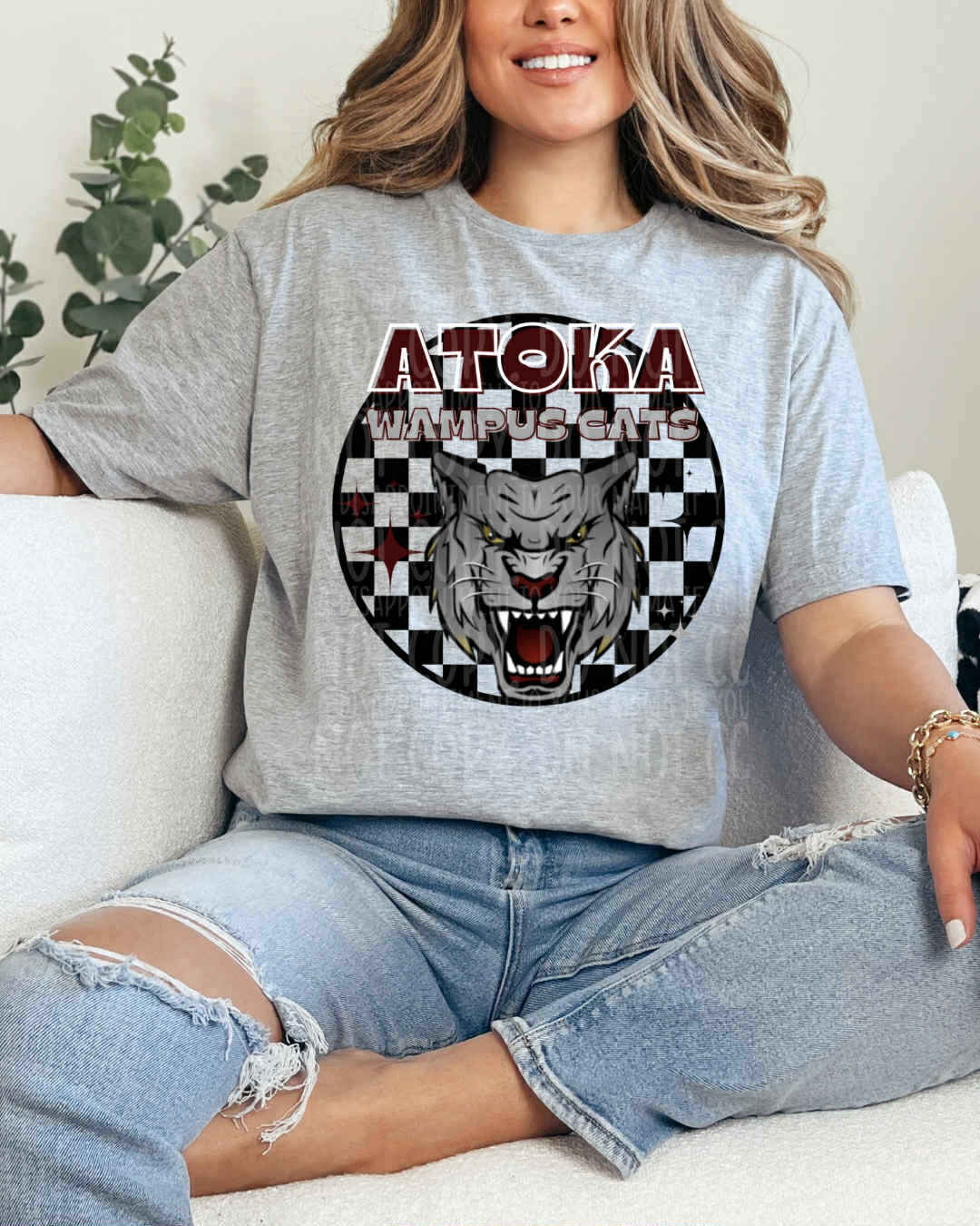 Atoka Wampus Cats Checkers DTF Transfer