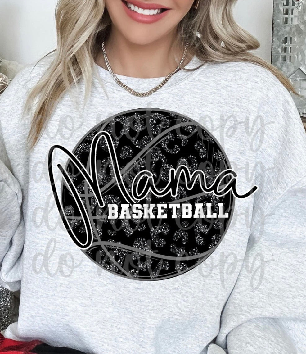 Basketball Mama Black faux glitter