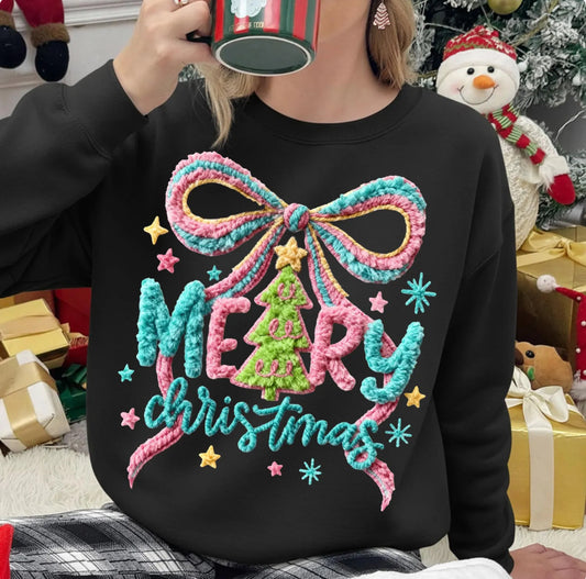 Merry Christmas faux preppy latch hook crochet