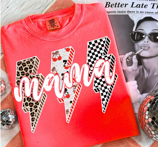 Mama leopard cherry checker letters