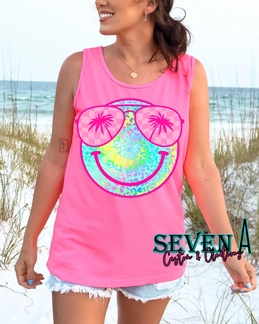Multi color leopard smiley