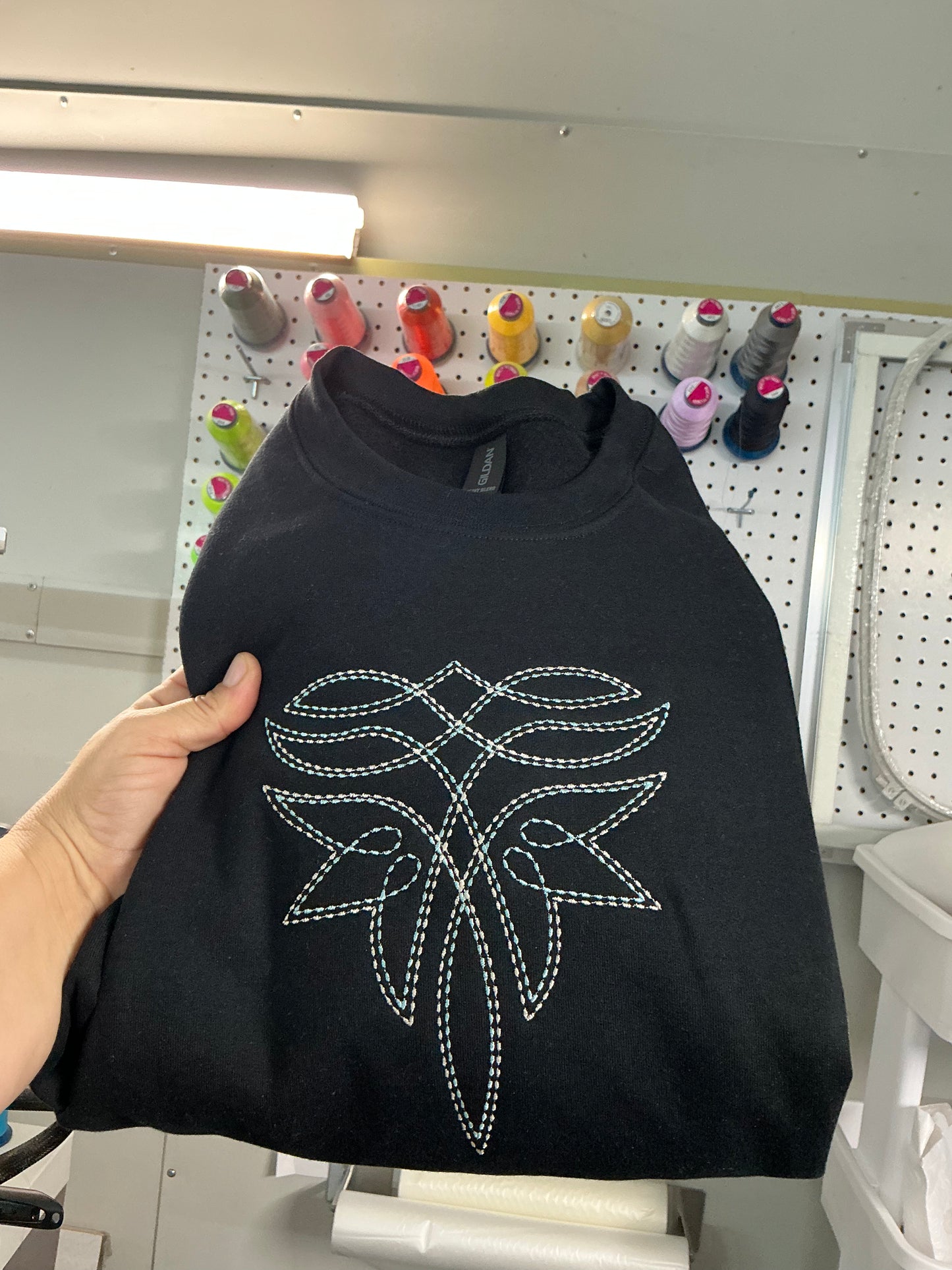 Embroidered boot stitch