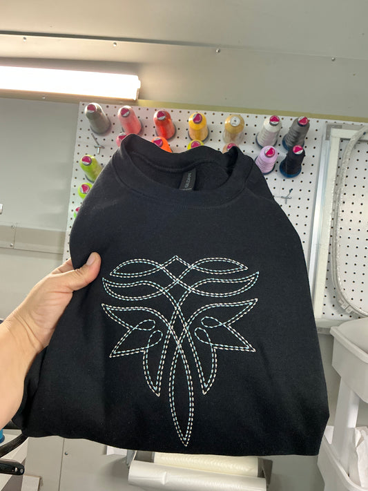Embroidered boot stitch