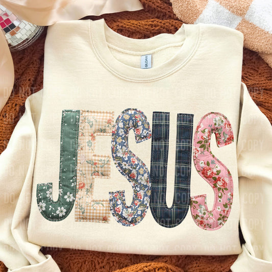 Jesus floral faux embroiderey stitch