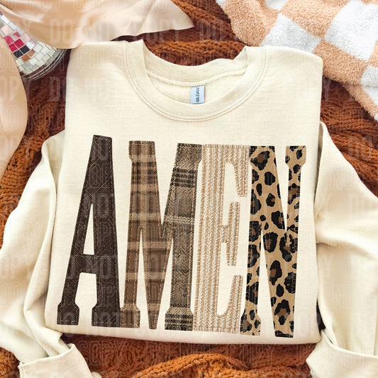 Amen leopard faux embroidery