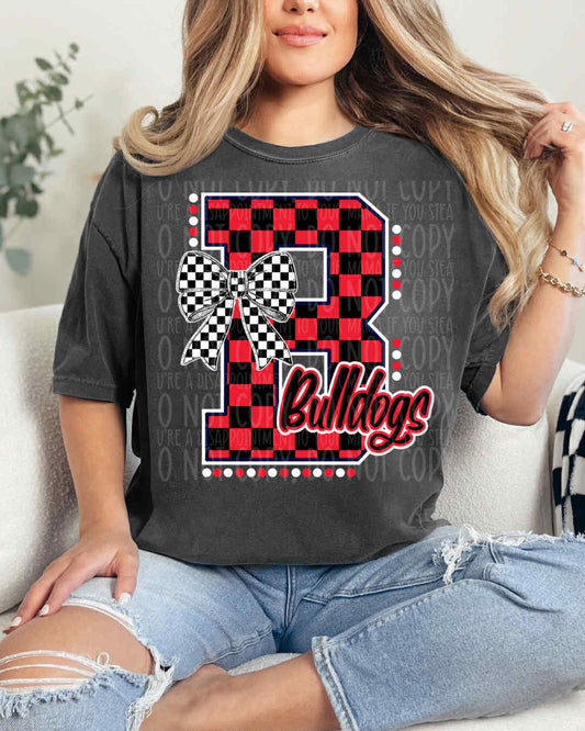 Bulldogs Red Checkered DTF Print