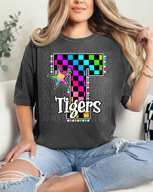 Tigers Rainbow Checkered DTF Print