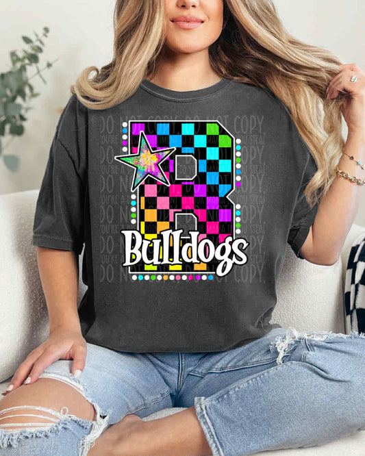 Bulldogs Rainbow Checkered DTF Print