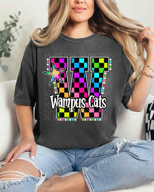 Wampus Cats Rainbow Checkered DTF Print