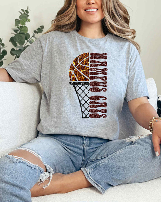 Wampus Cats Faux Glitter Basketball DTF Print