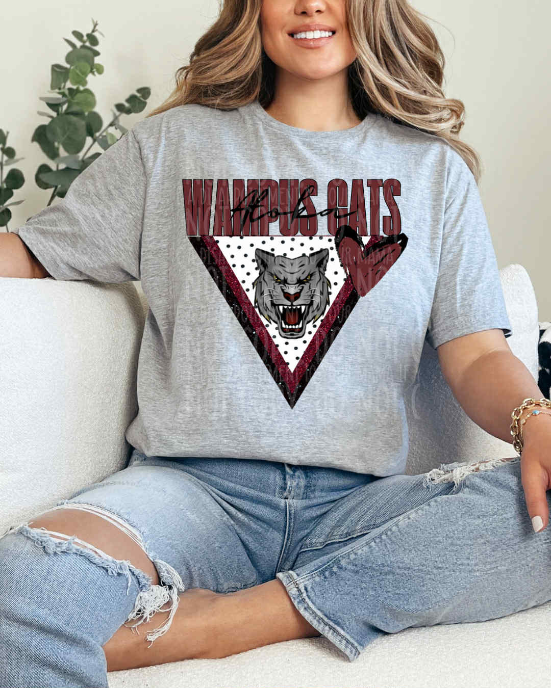 Wampus Cats Polka Dot & Faux Glitter DTF Transfer