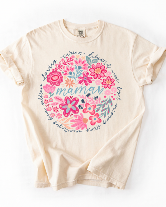 Boho floral Mama~dark distressed
